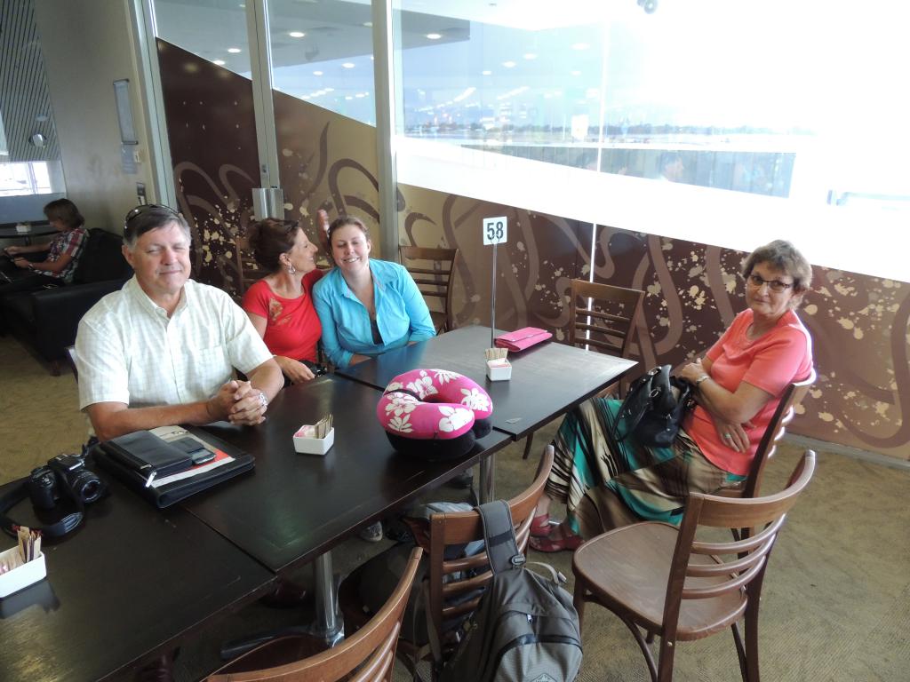 Having coffee at Perth airport departure lounge