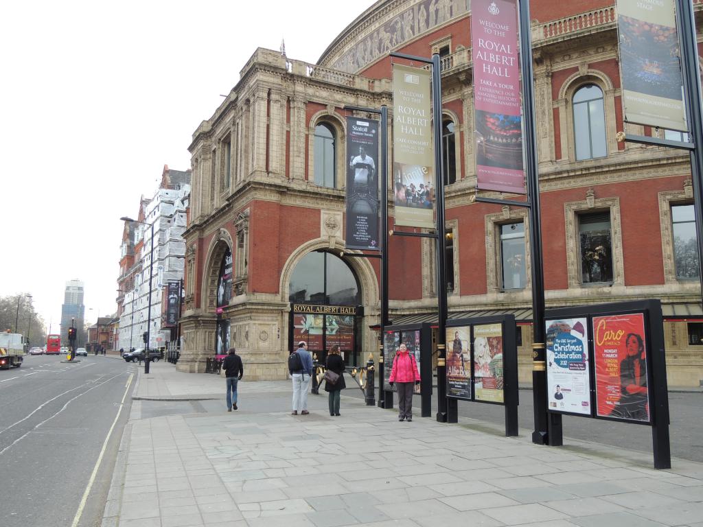 Kayla under the sign at Prince Albert Hall