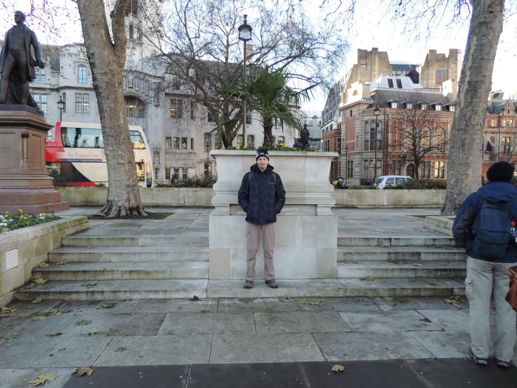 Glenn in front of a monument