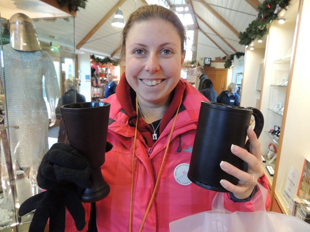 Kayla holding two replica goblets