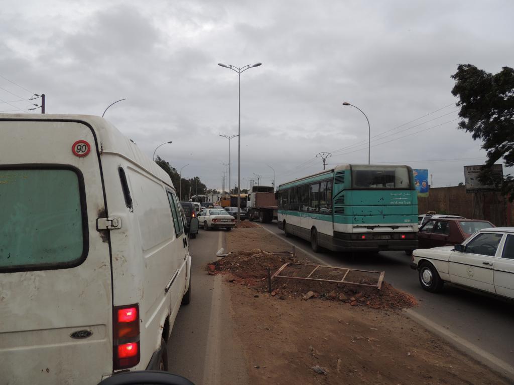 Road block outside Casablanca where the locals made their own detour...