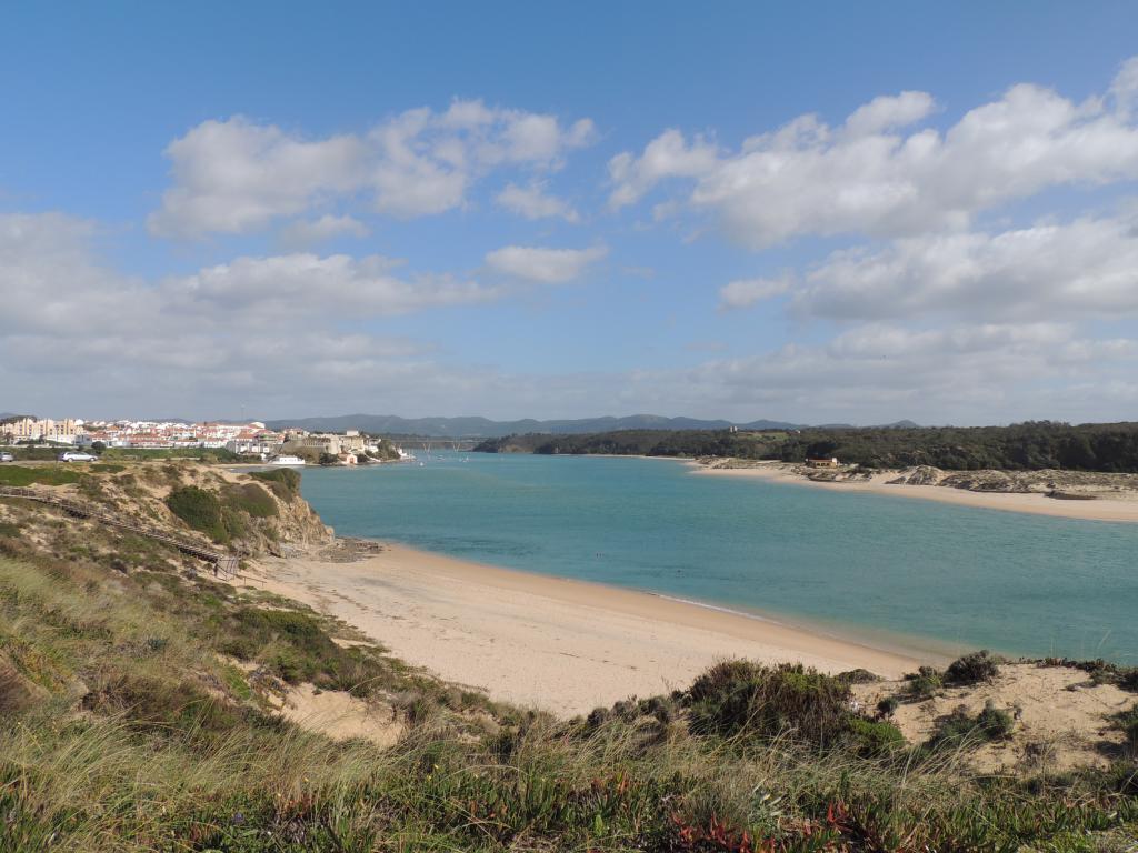 View of the Milfontes river just before it hits the atlantic. Lovely blue and calm water.