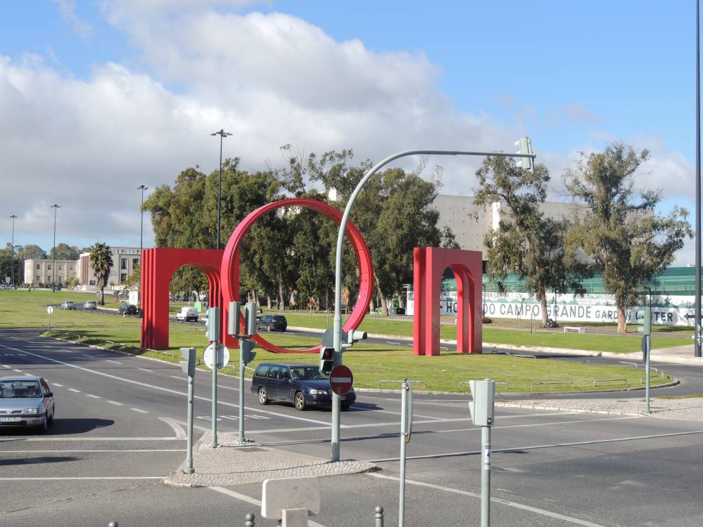 Monument at the entrance of the university