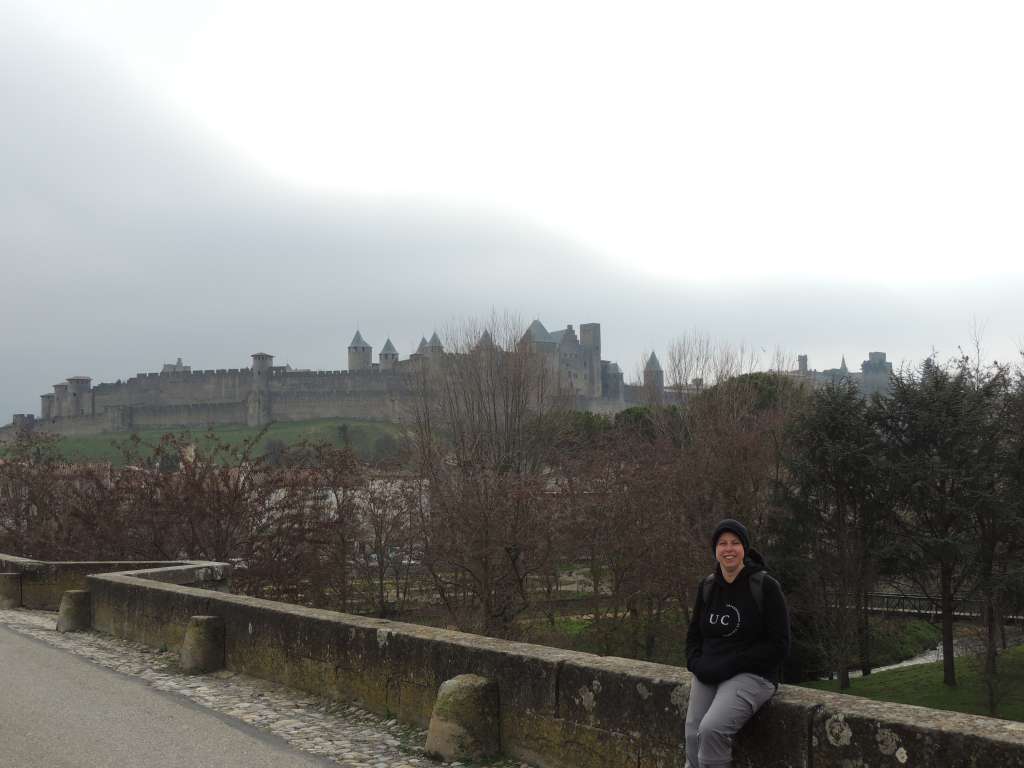 The Carcassone citadel as we cross the old bridge