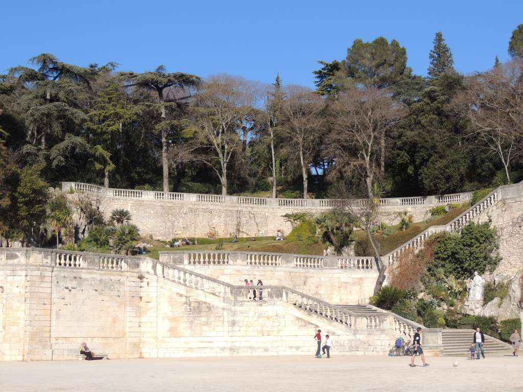 The terrace through the gardens up to the tower