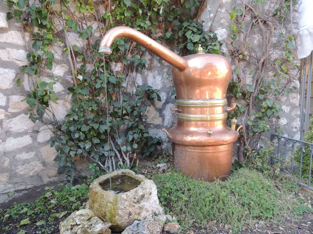 Water features outside a perfume factory