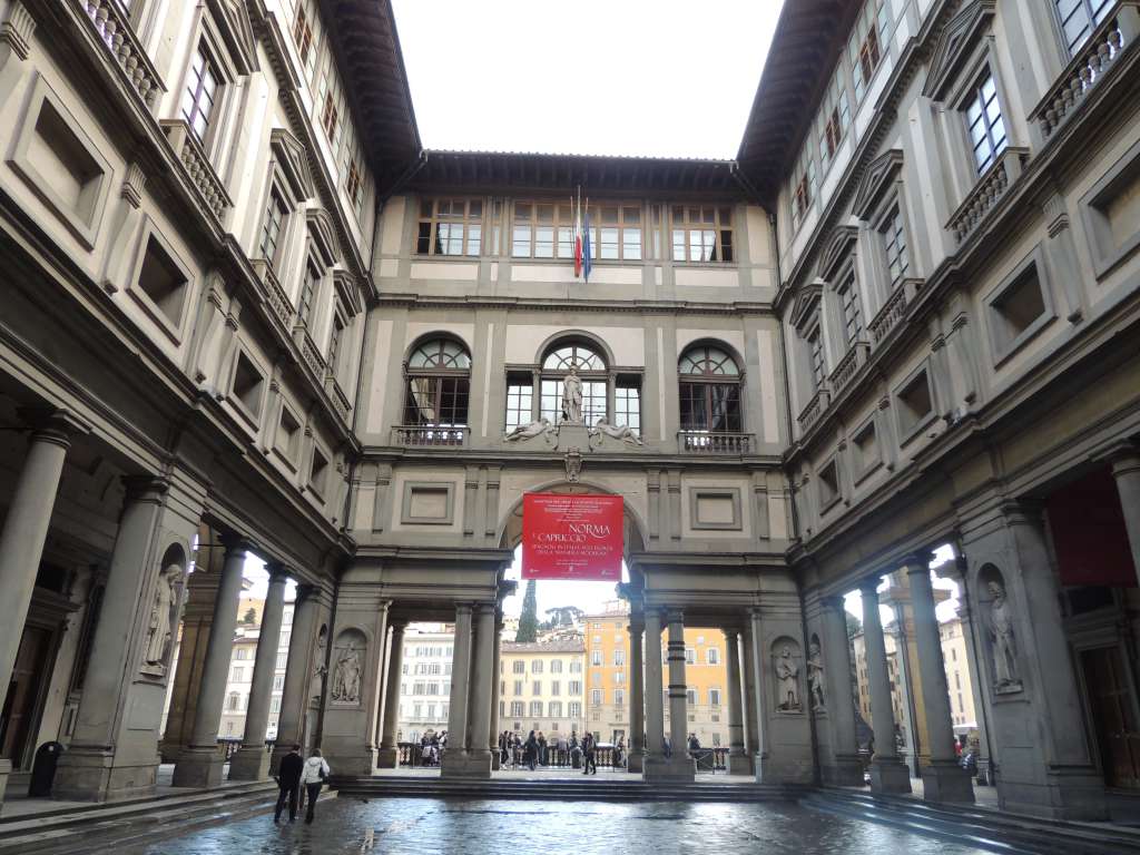 The Uffizi gallery. Unfortunately the camera ran out of battery on our visit the day before so we didn't get any from within