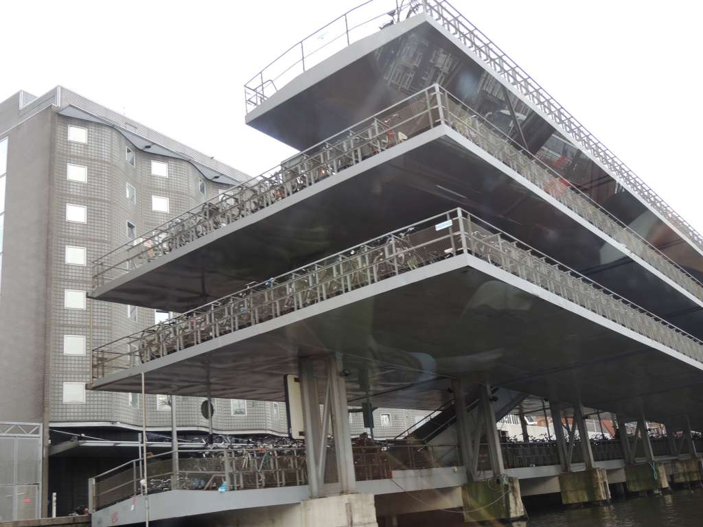 Three story high bike parking for 3000 bikes, which is still not enough with a further 9000 parked around the area daily.