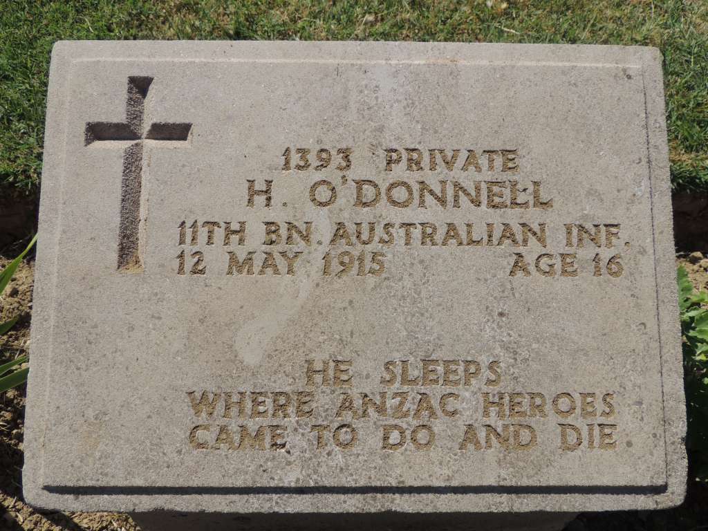 The youngest fallen Australian with a headstone at 16 years of age. 