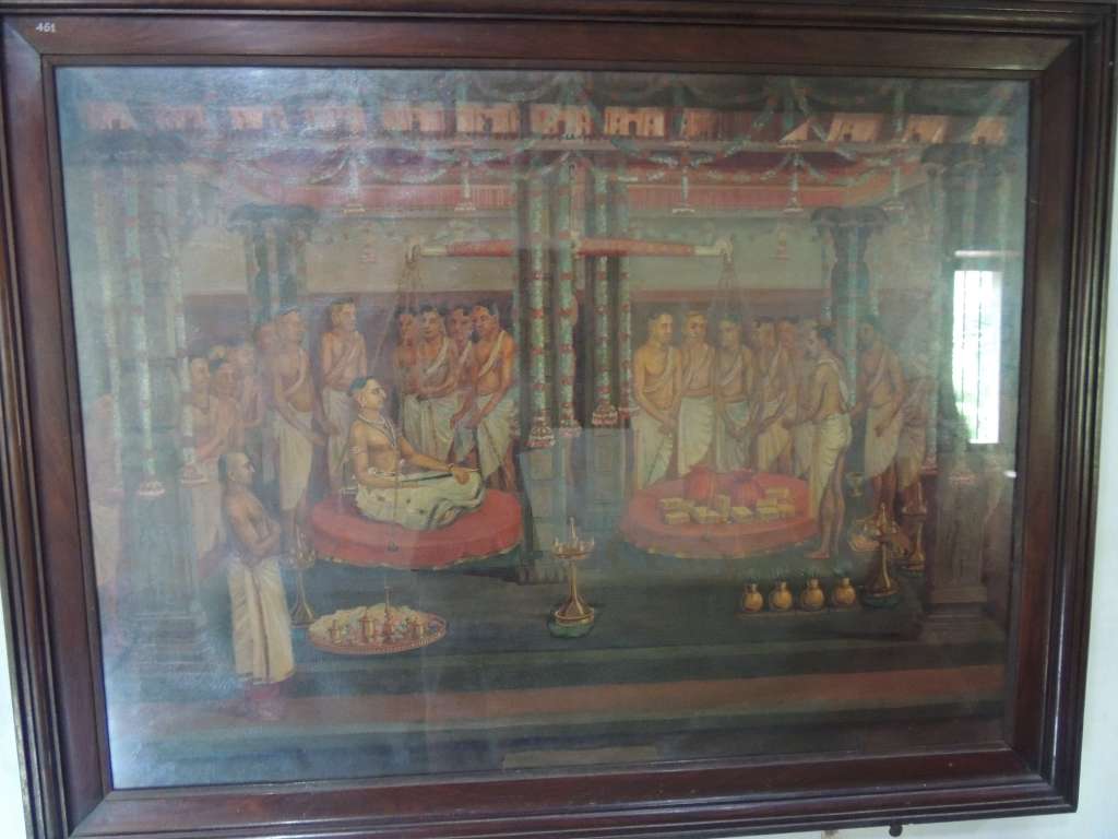 Painting showing how they weighed the king with gold which would then be given as an offering