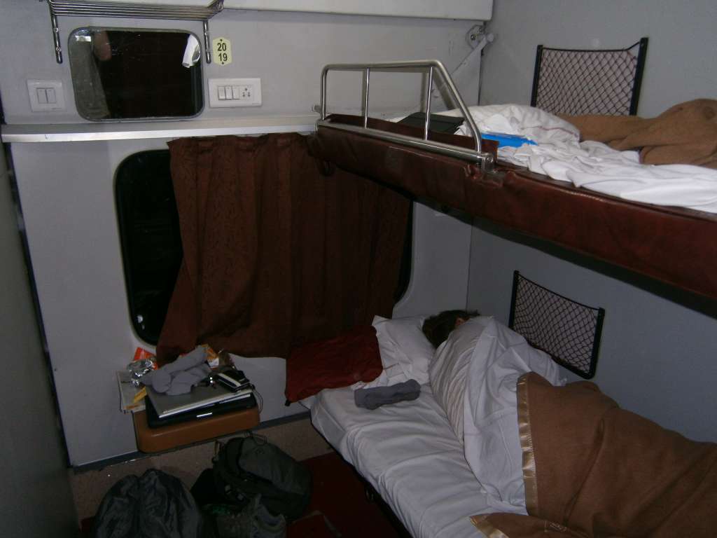 The berth we had on our first class train trip to Trivandrum