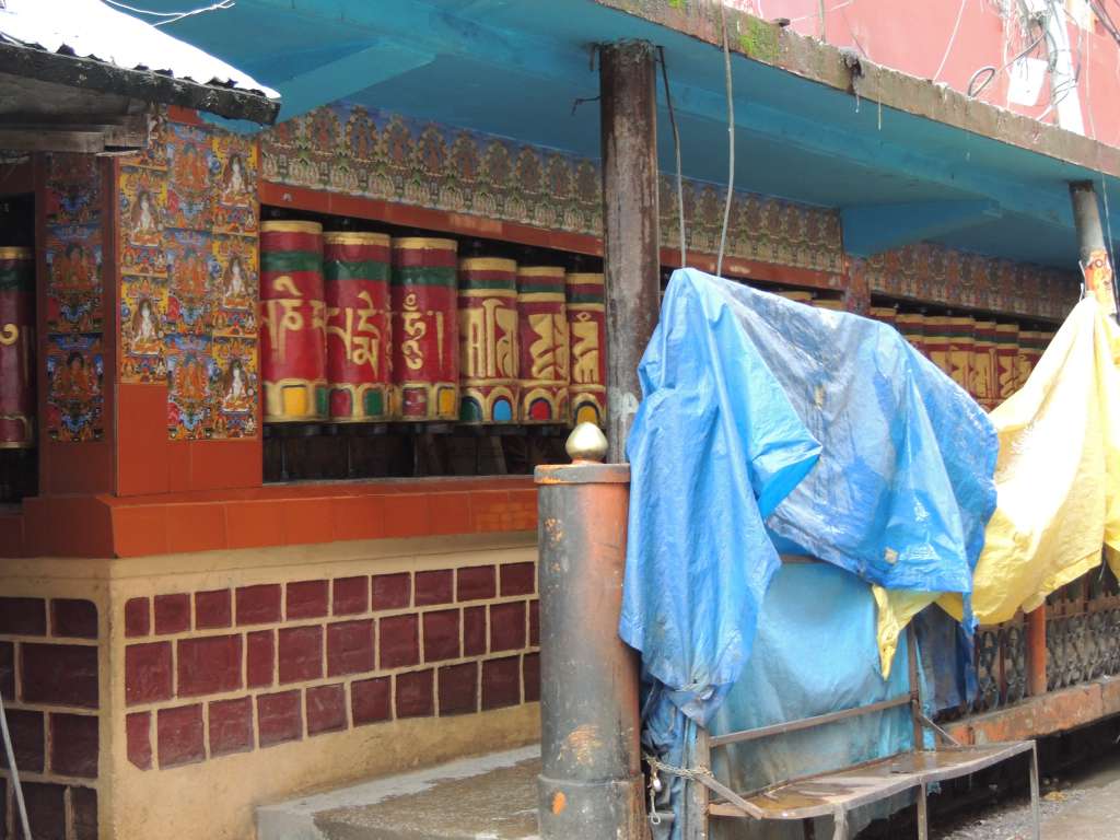 The prayer wheels of one of the Buddhist temples