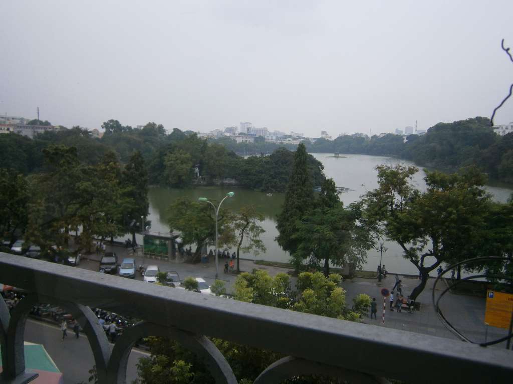 View from the restaurant of Hoan Kiem Lake (sword lake).