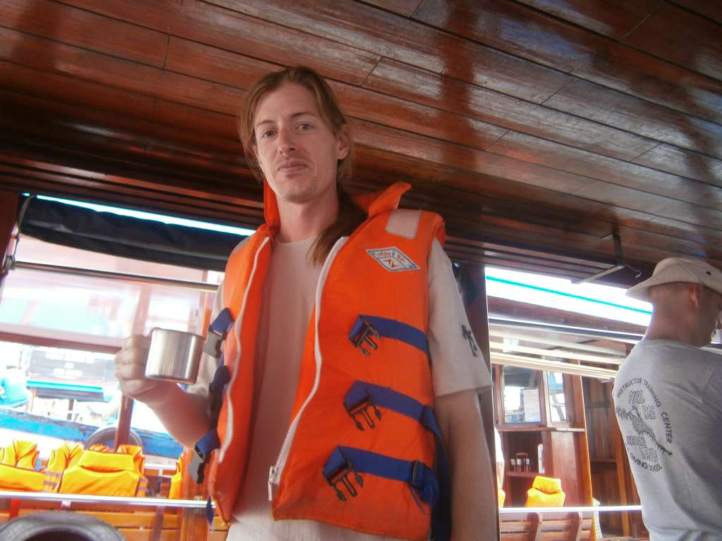 Our first dive trip. Life jackets were required to be worn when leaving the harbour only (for any officials looking).