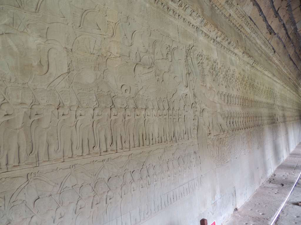 Bas relief depicting the churning of the milk sea