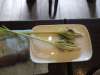 Vegetable (or chicken) mix inside lemongrass stalks, deep fried